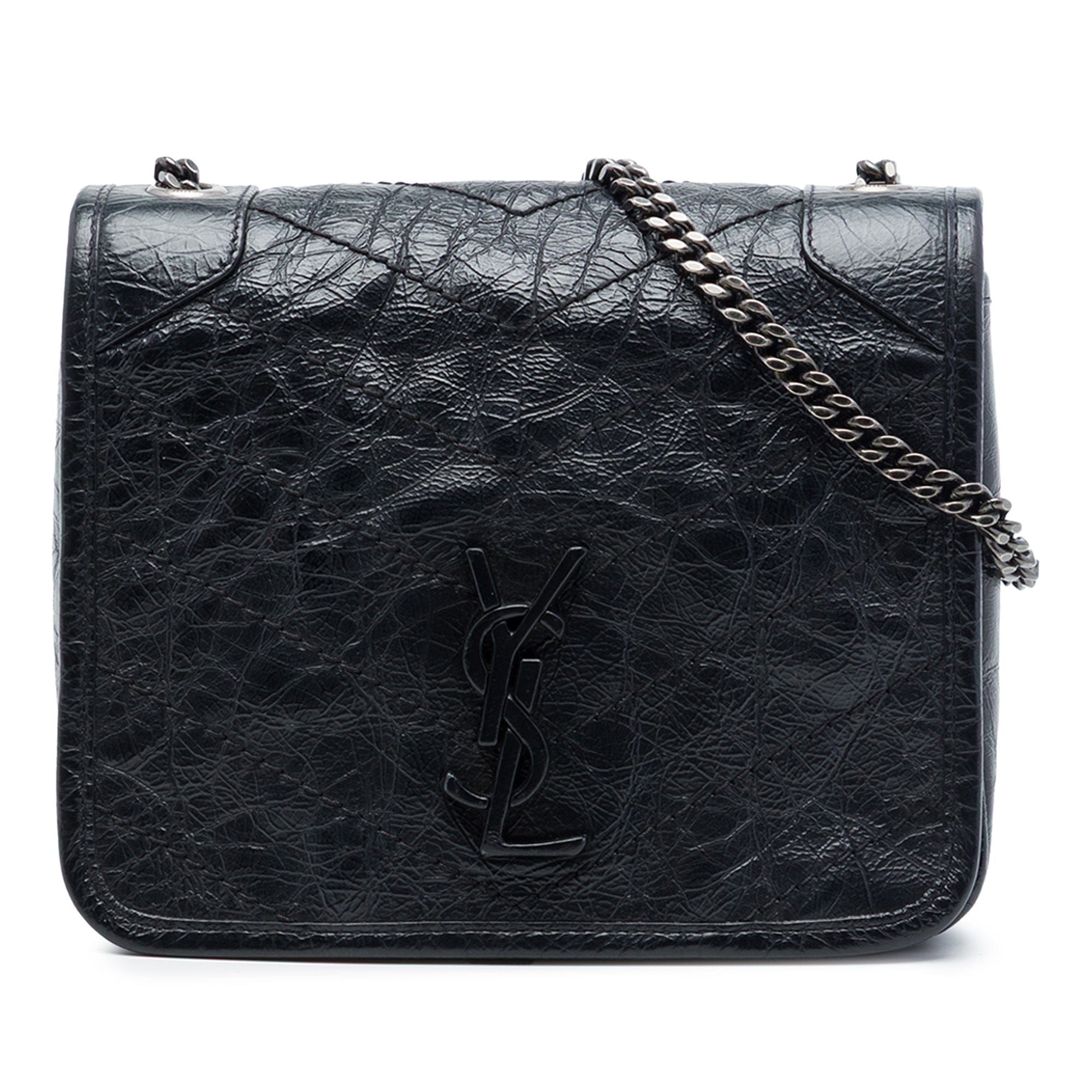 Saint Laurent Crinkled Calfskin Niki Wallet on Chain