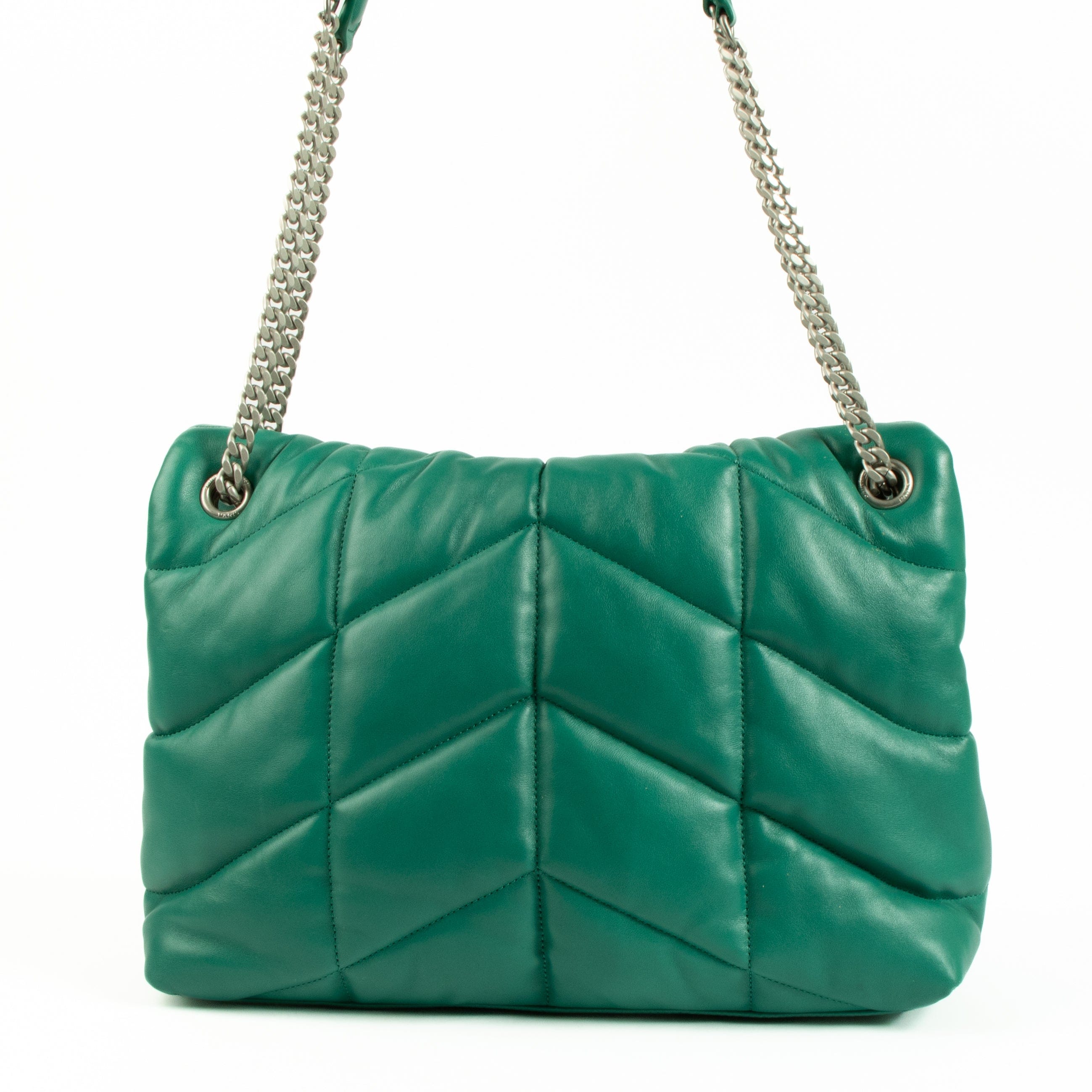 Saint Laurent Field Green Lambskin Medium Puffer Bag