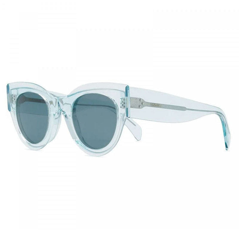 Celine Sunglasses Cat Eye Full Rim, Striped Brown Frame And Green Lens Cl40008I56N