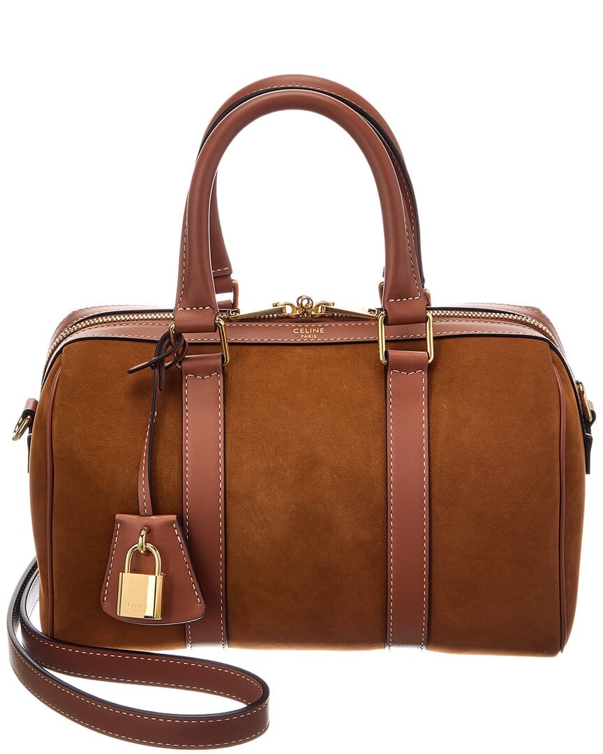 Celine Boston Medium Suede & Leather Satchel