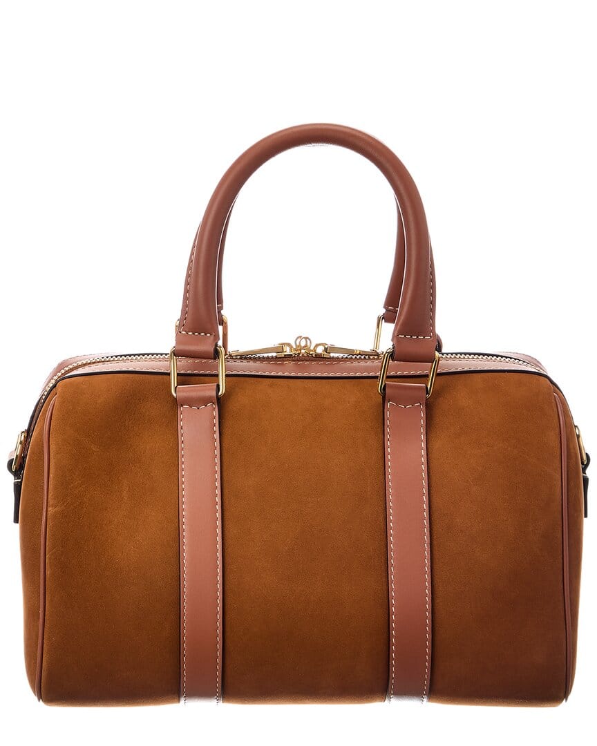 Celine Boston Medium Suede & Leather Satchel