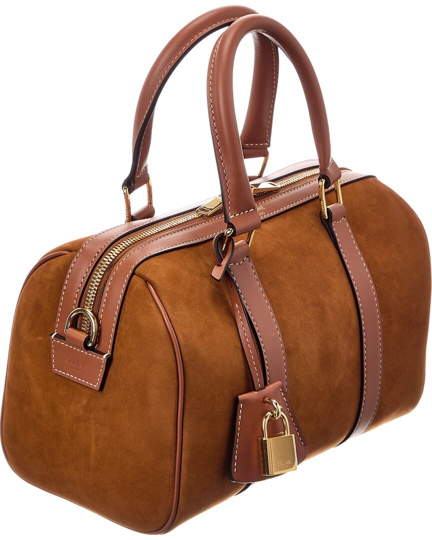 Celine Boston Medium Suede & Leather Satchel