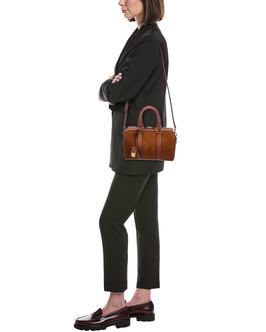 Celine Boston Medium Suede & Leather Satchel