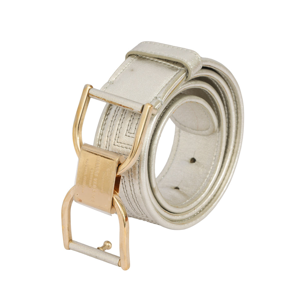 VERSACE SIZE 85 cm / 36 INCHES GOLD TONE BUCKLE BELT