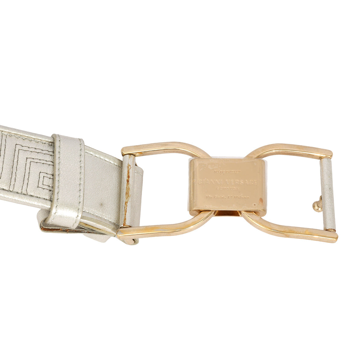 VERSACE SIZE 85 cm / 36 INCHES GOLD TONE BUCKLE BELT