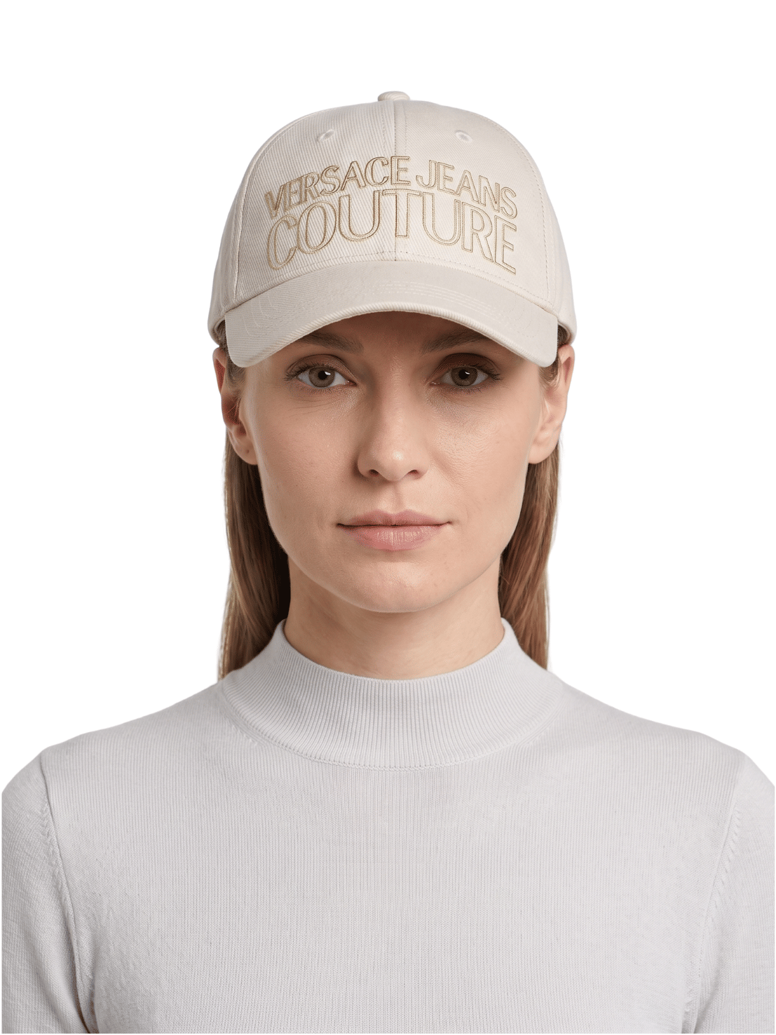 Versace Jeans Couture Women's Ivory Gold Logo Baseball Cap