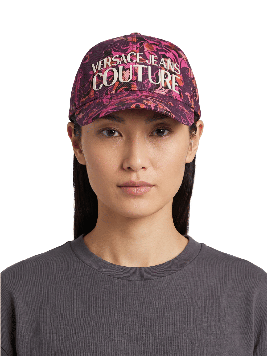 Versace Jeans Couture Women's Pink/Burgundy Baroque Logo Baseball Cap