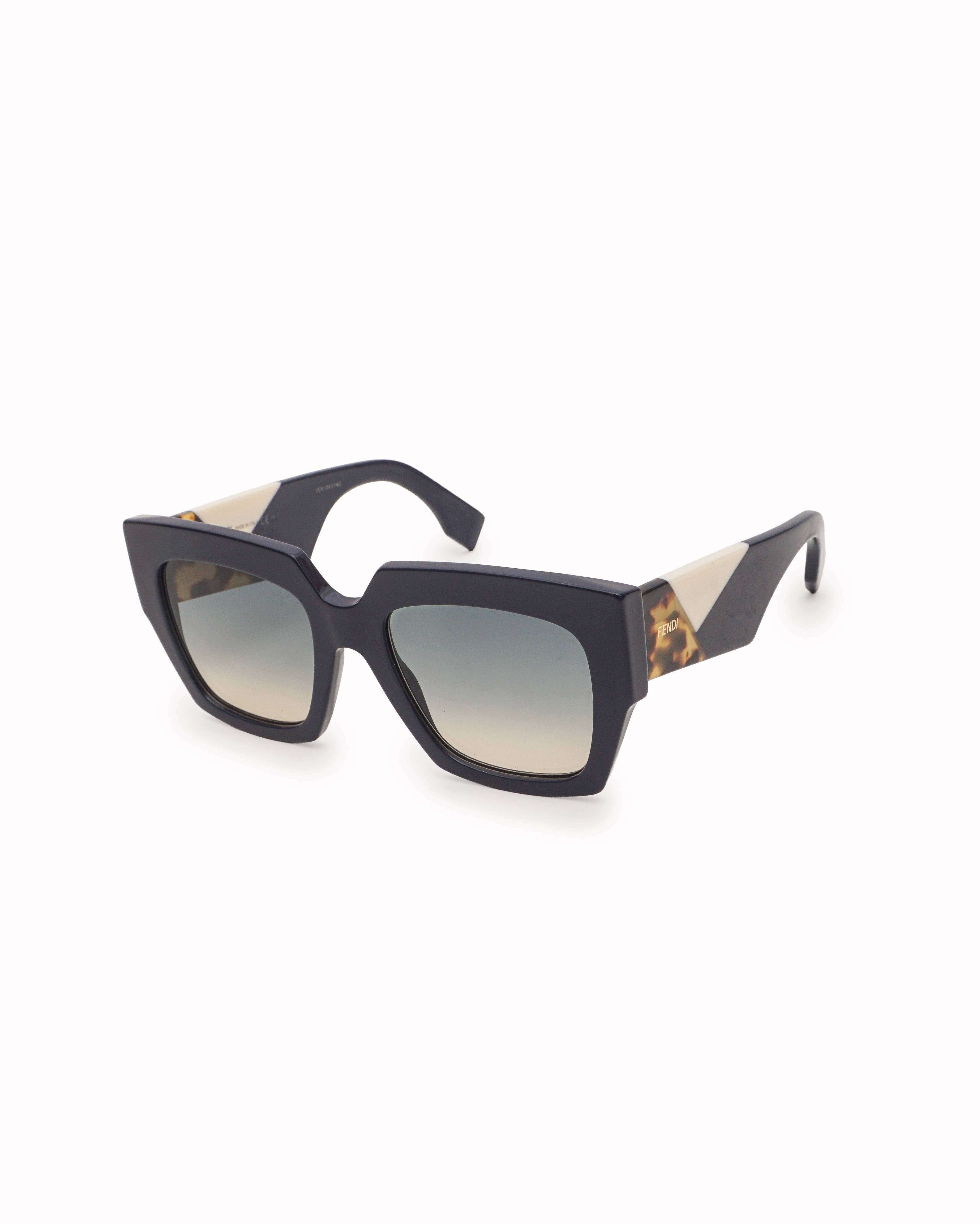 Fendi Navy Blue Geometric Oversized Acetate Sunglasses