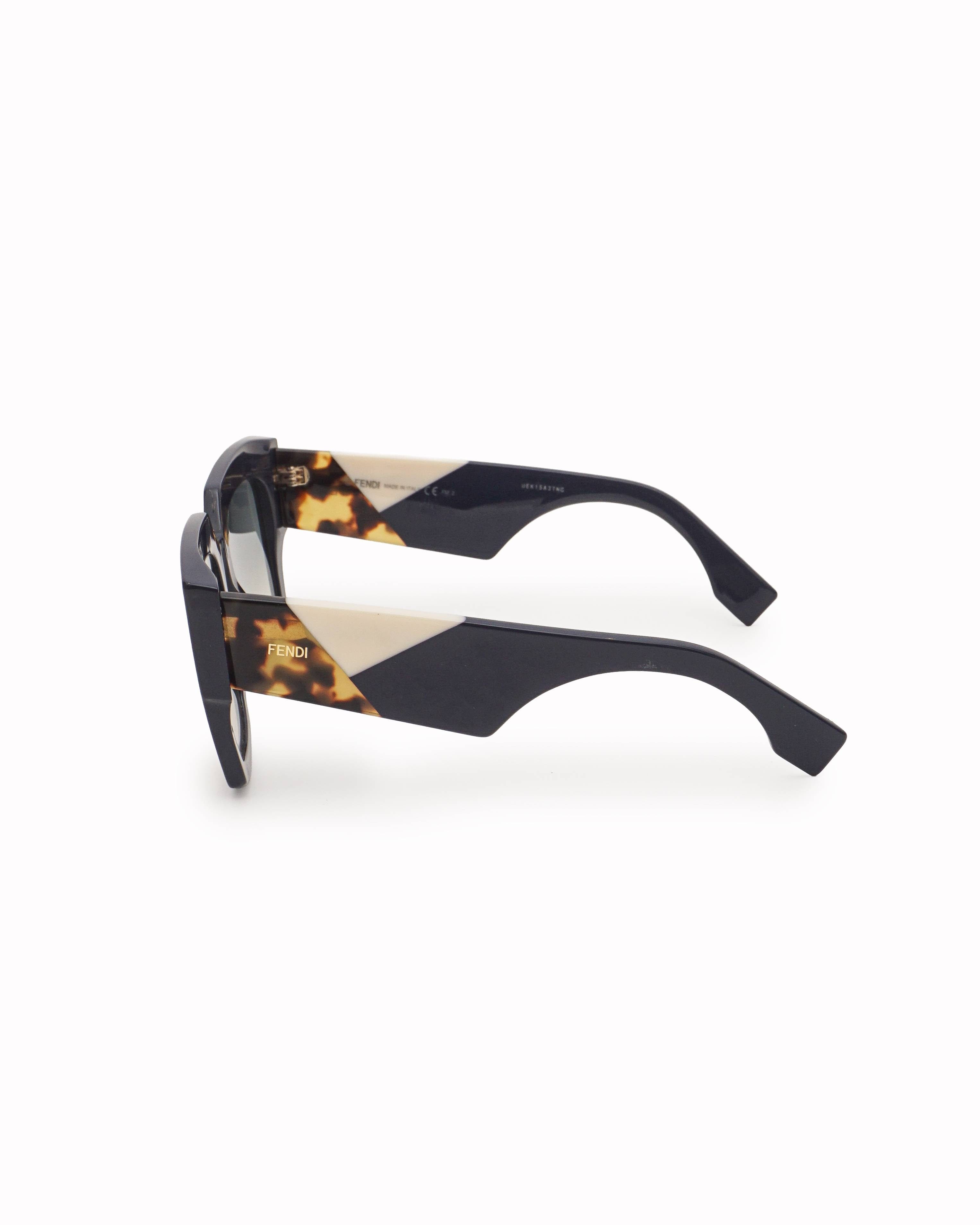 Fendi Navy Blue Geometric Oversized Acetate Sunglasses