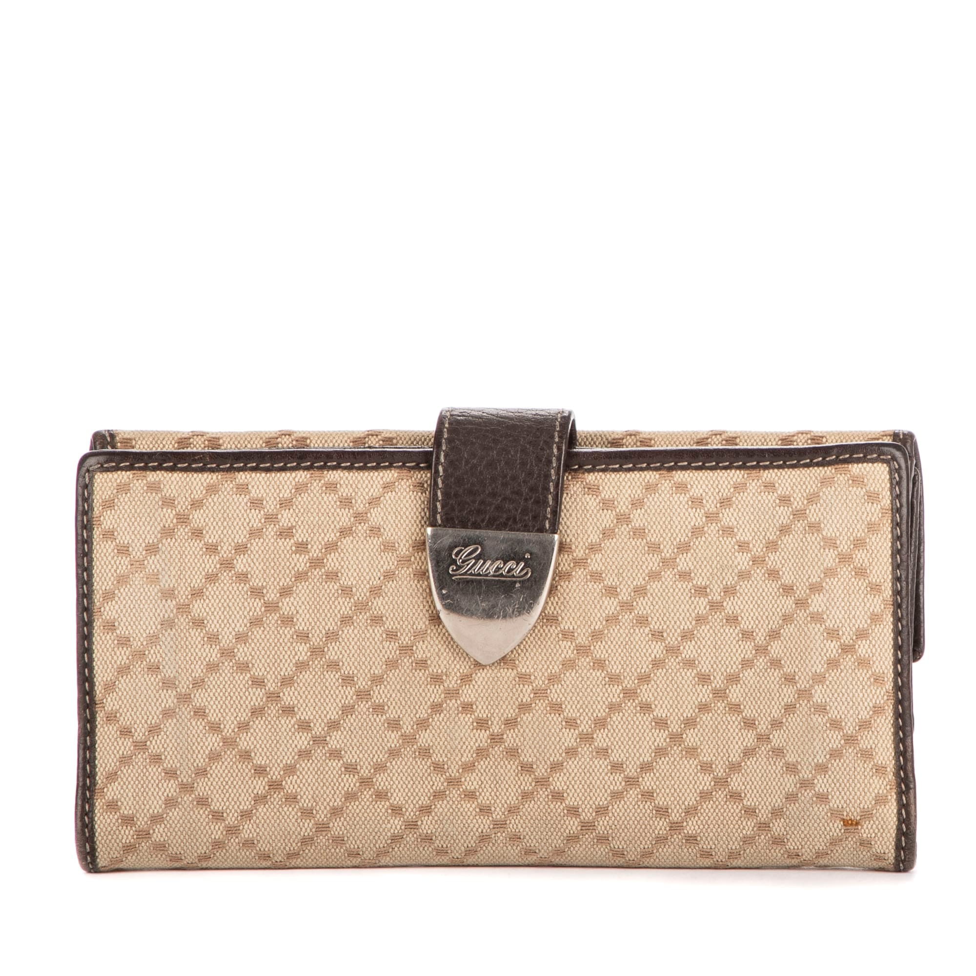 Gucci Beige/Brown Canvas Continental Wallet EAH1179