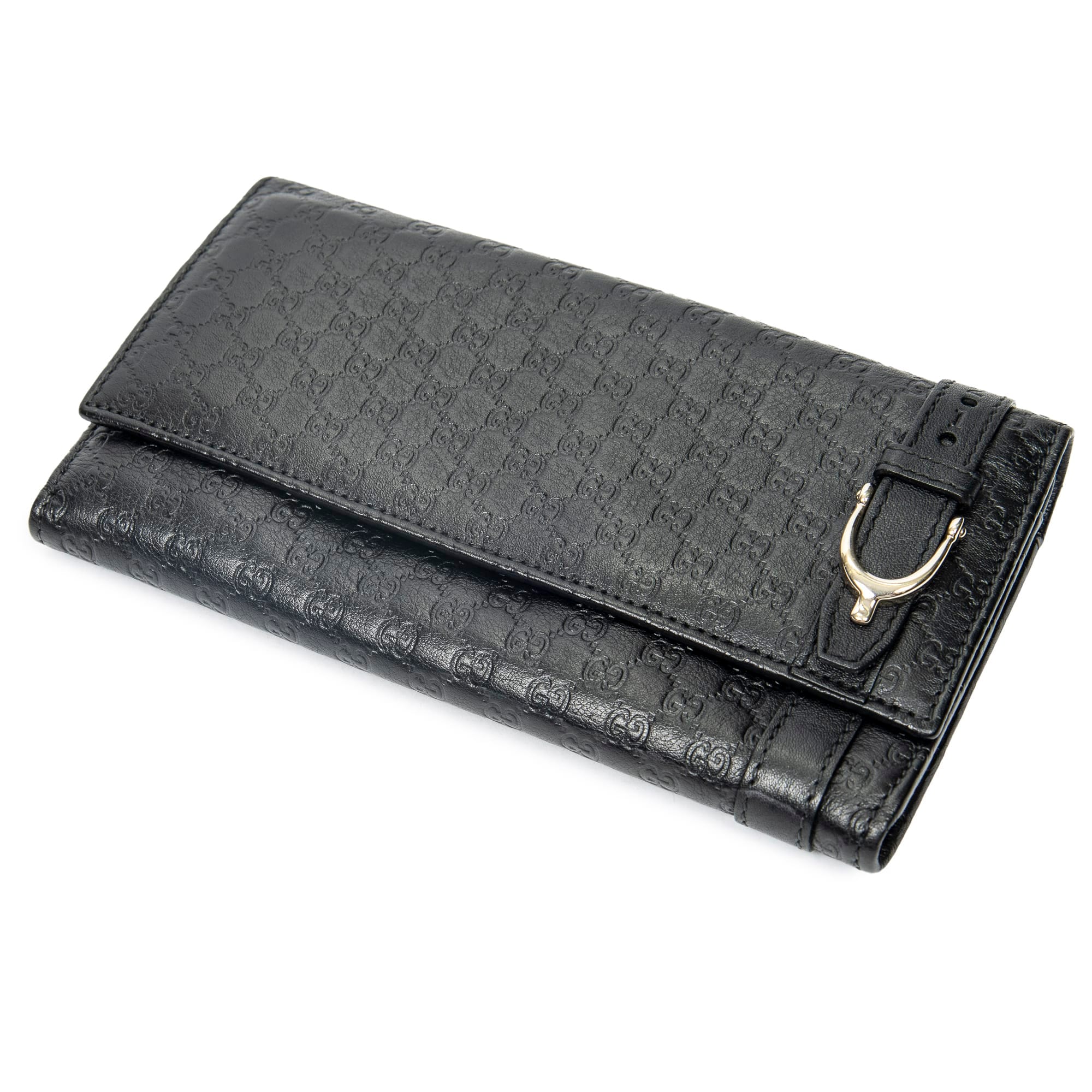 Gucci Black Calf Leather Continental Flap Wallet ABC4985