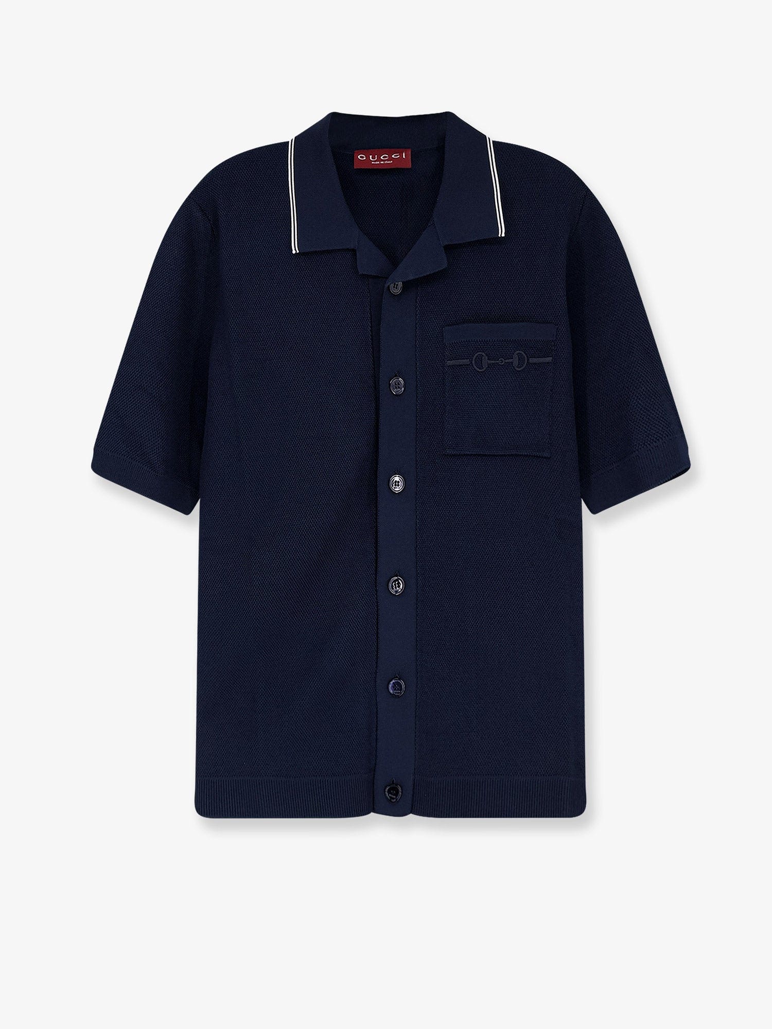 Gucci Viscose blend polo shirt with front Horsebit embroidery