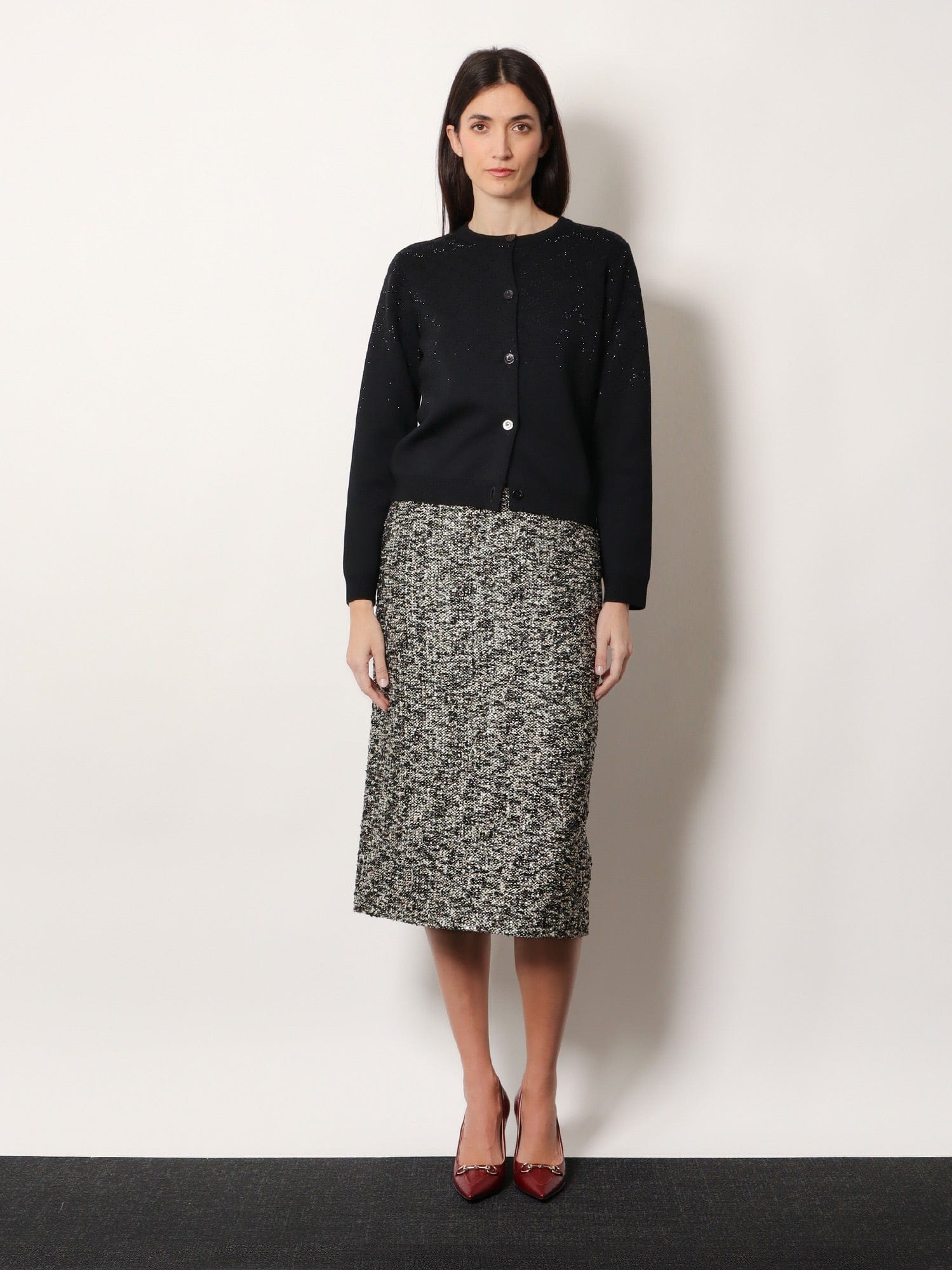 Gucci Midi skirt in laminated bouclé fabric