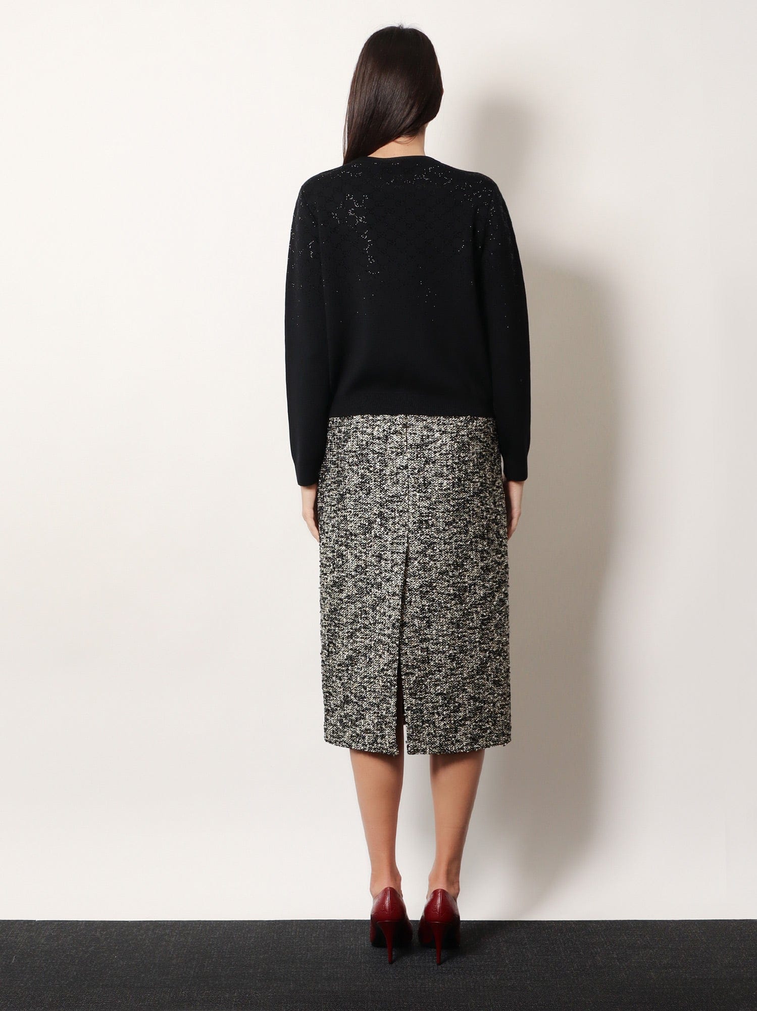 Gucci Midi skirt in laminated bouclé fabric