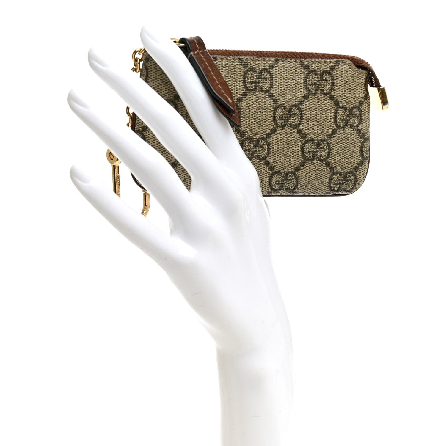 Gucci GG Supreme Monogram Key Case Beige Ebony Cuir