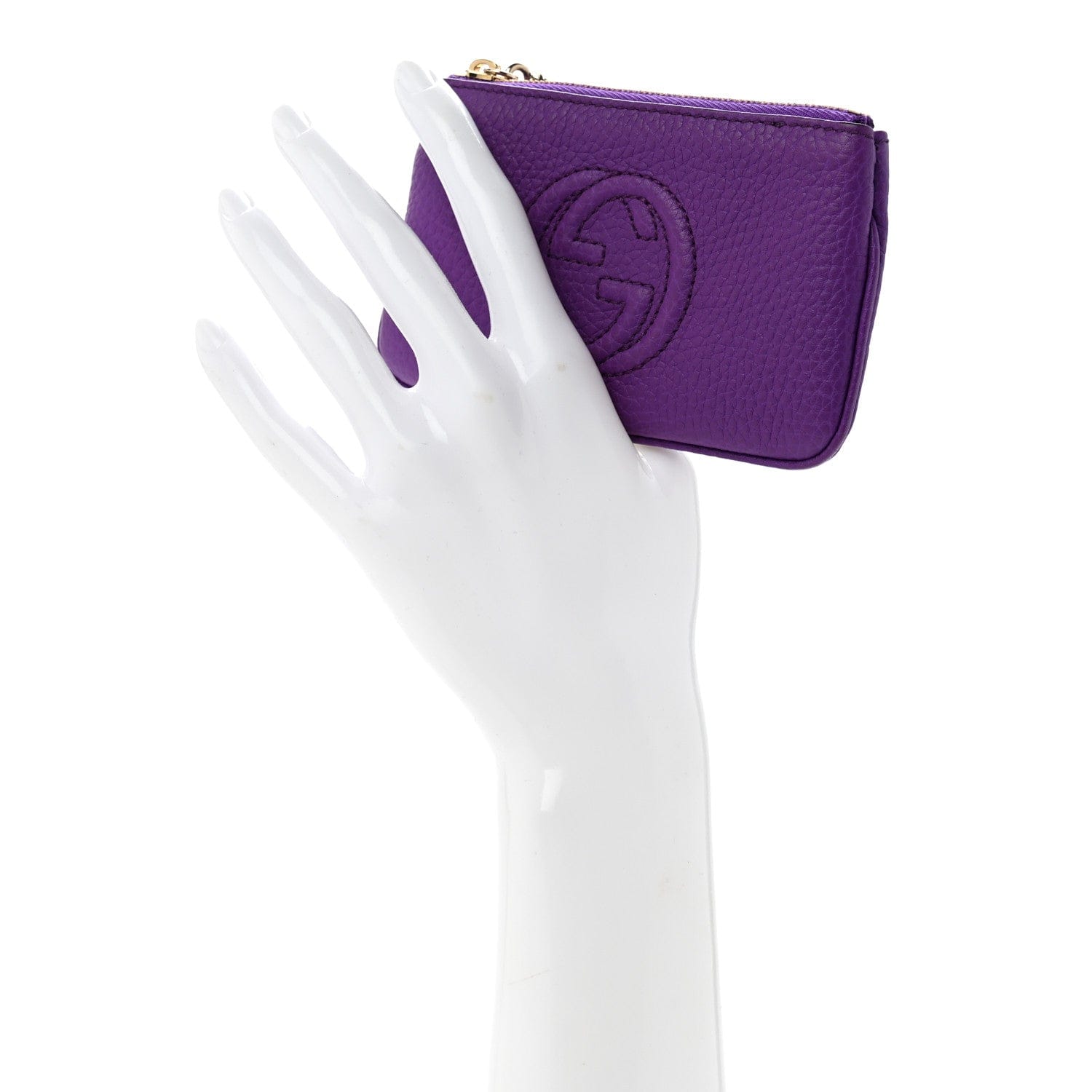 Gucci Pebbled Calfskin Soho Key Case Purple
