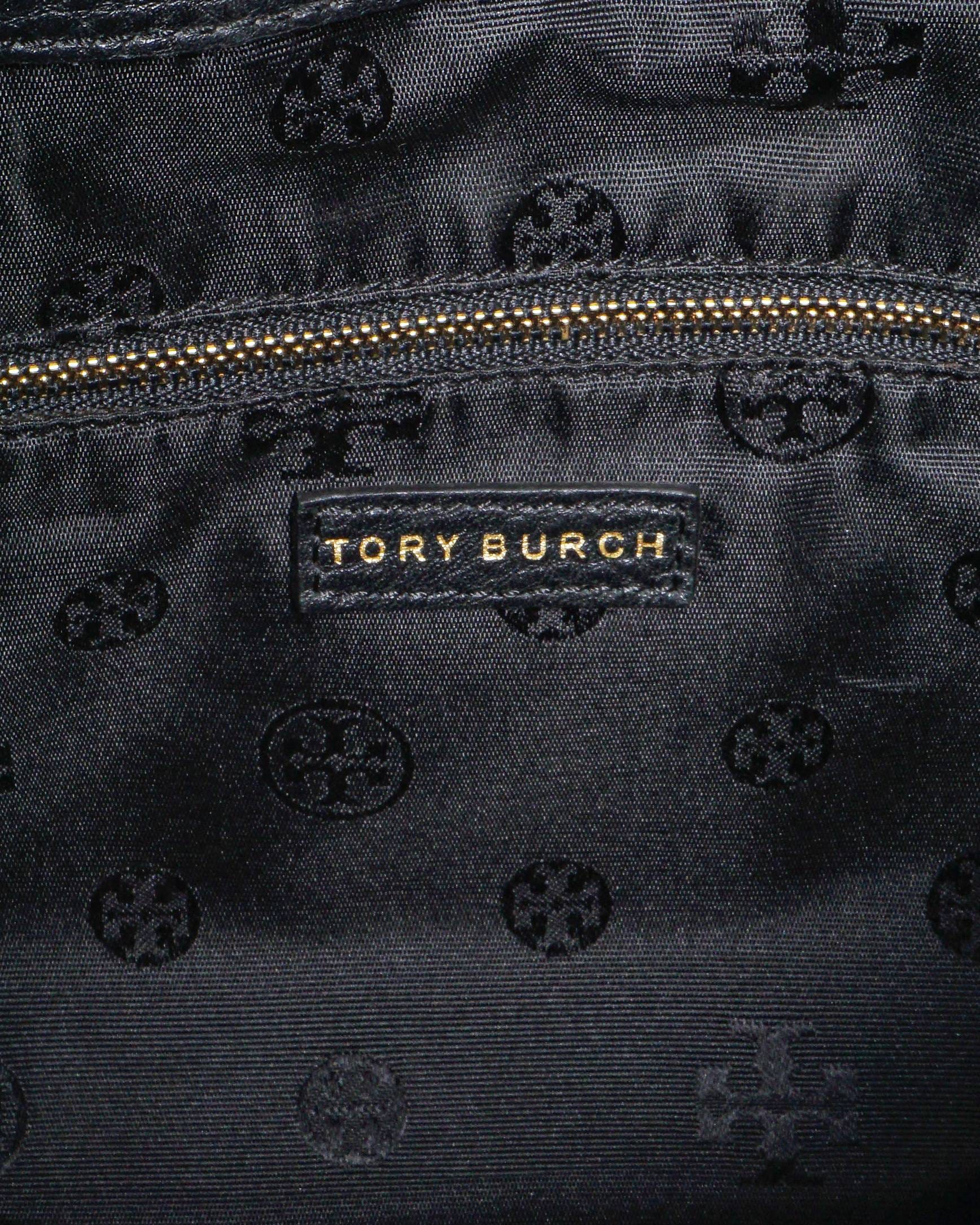Tory Burch Black Pebbled Leather Mercer Hobo Bag