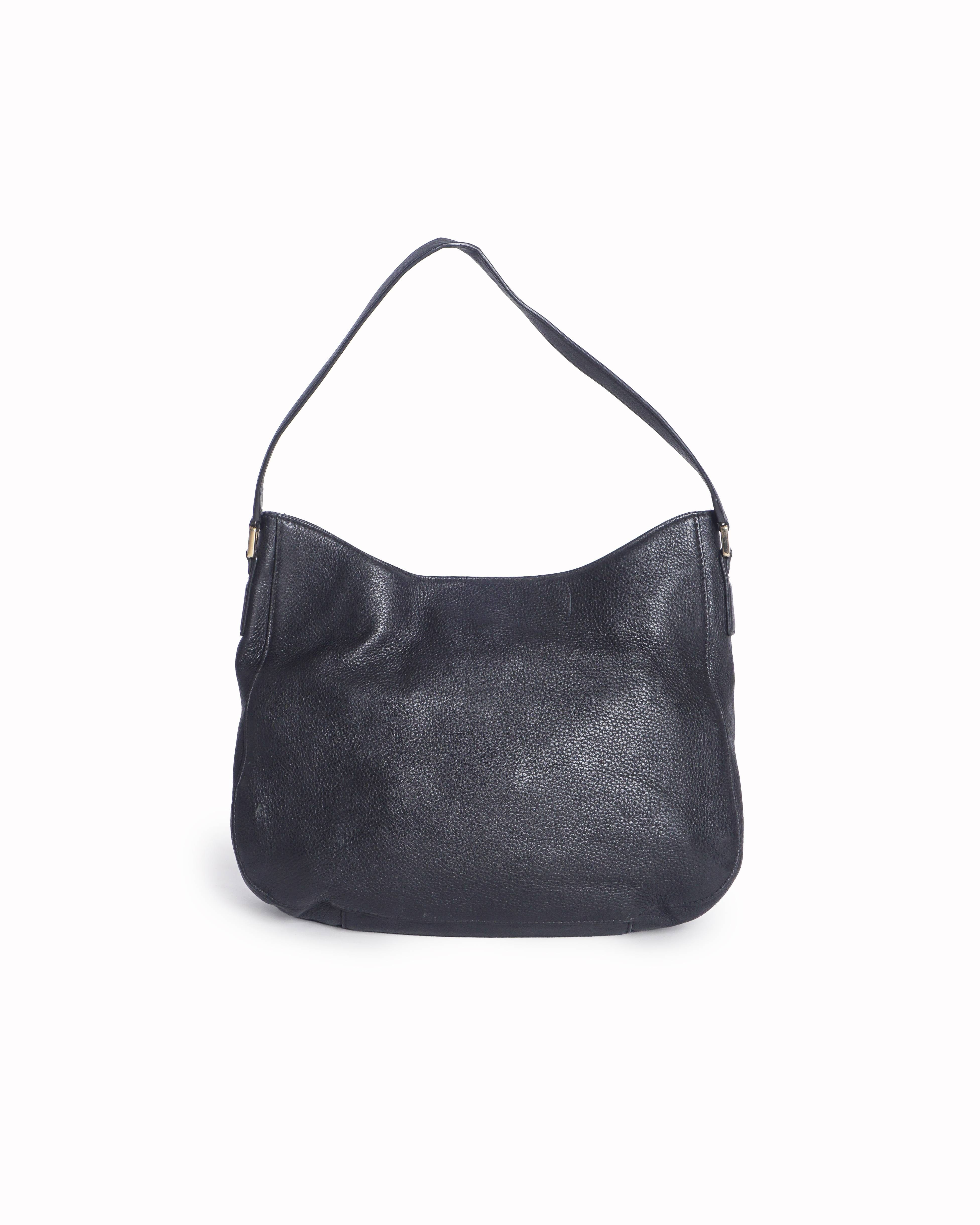 Tory Burch Black Pebbled Leather Mercer Hobo Bag