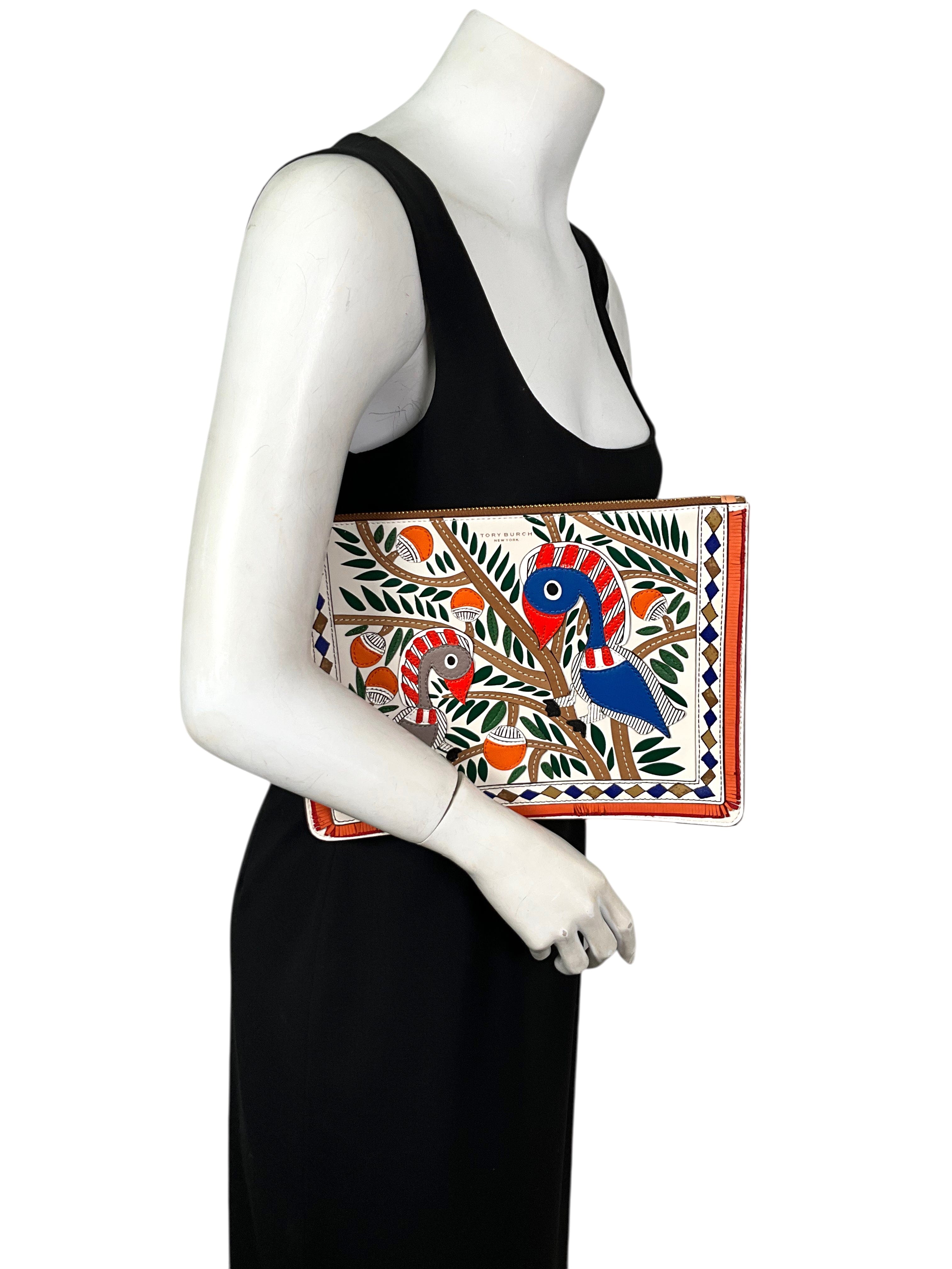 TORY BURCH Somethin Wild Tropical Toucan Pouch Clutch Bag