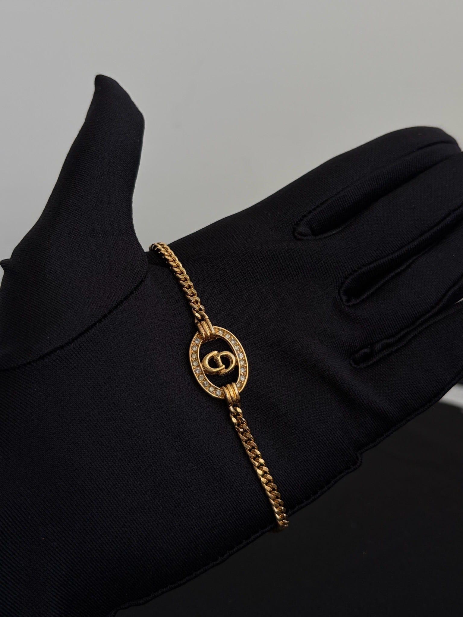 Dior Gold Crystal Oval CD Bracelet