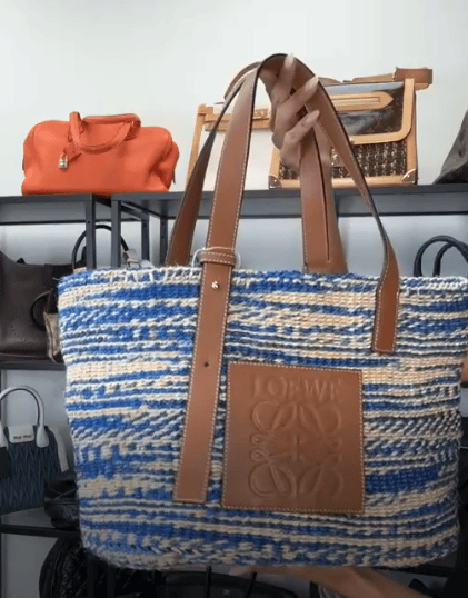 Loewe W26041098 Loewe Basket Bag Blue Raffia