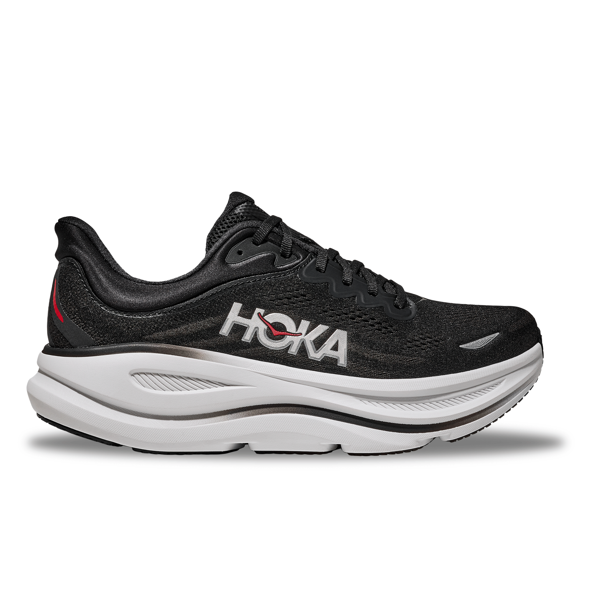 Hoka M Bondi 9 Color: BLACK / VERMILLION Style: 1162011 - BKVR