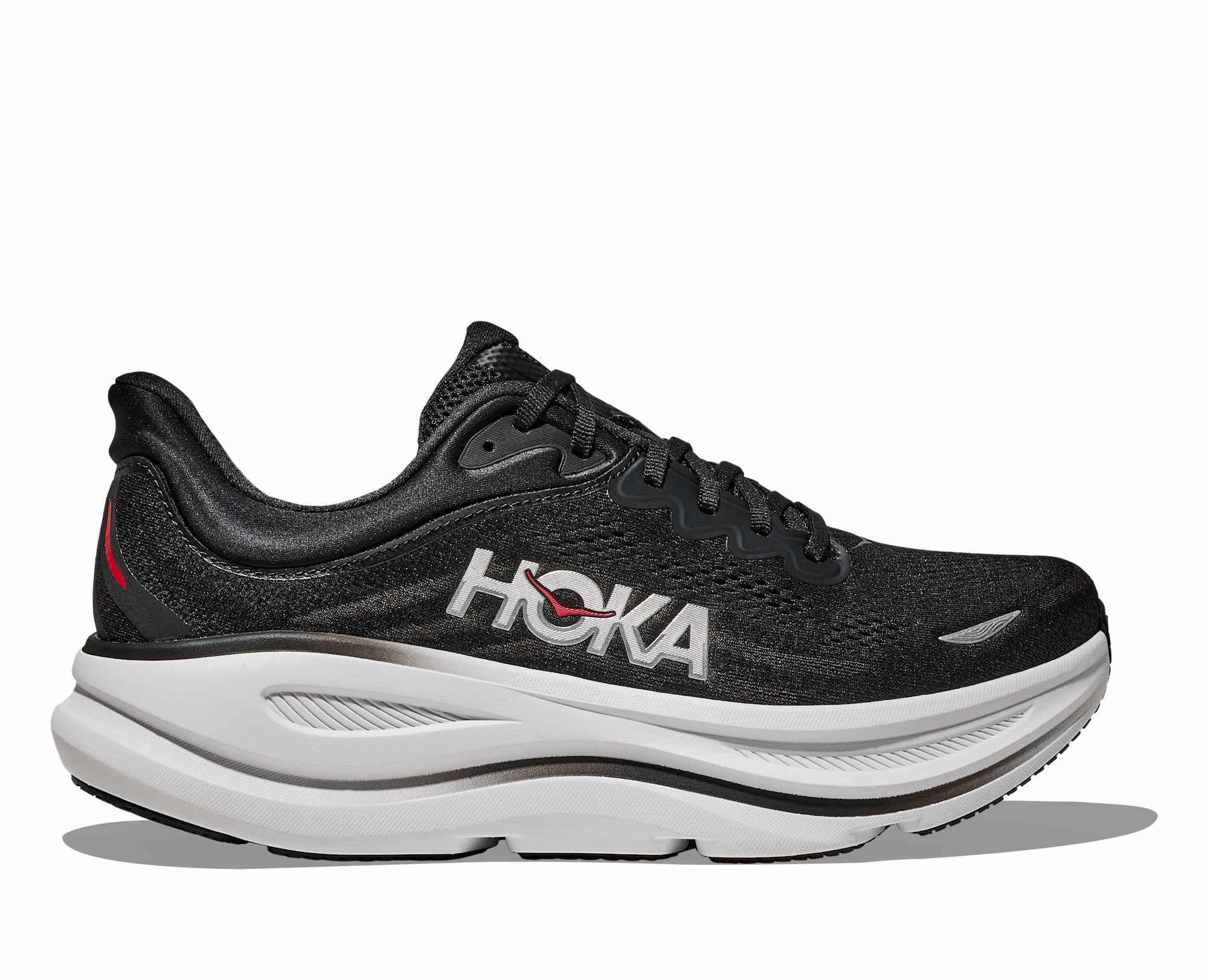 Hoka M Bondi 9 Color: BLACK / VERMILLION Style: 1162011 - BKVR