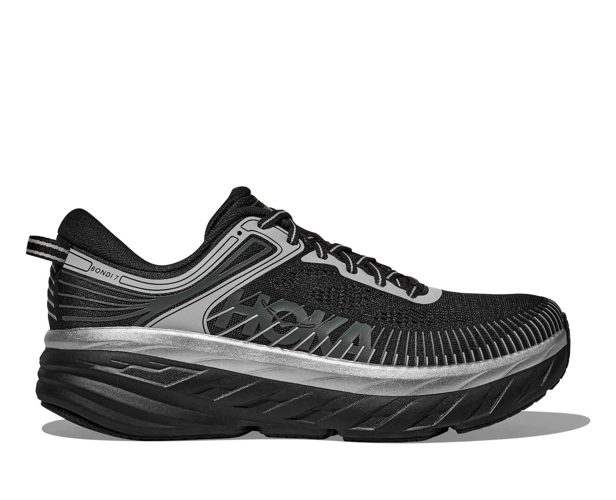 Hoka M Bondi 7 Color: BLACK / STARDUST Style: 1110518 - BKSTR