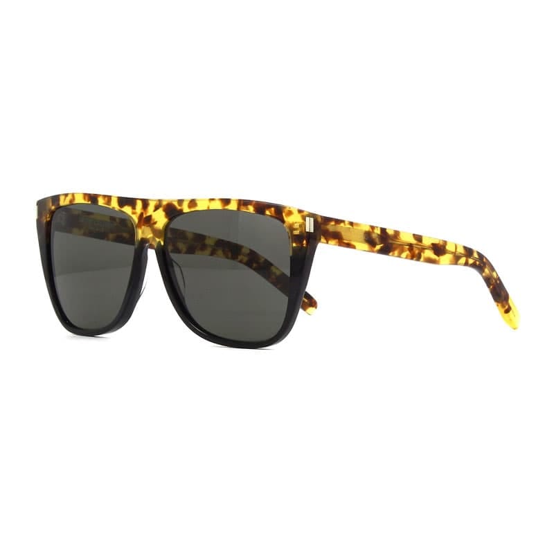 Saint Laurent Sunglasses Square Full Rim, Havana/black Frame And Grey Lens Sl1010