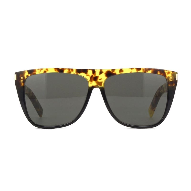 Saint Laurent Sunglasses Square Full Rim, Havana/black Frame And Grey Lens Sl1010