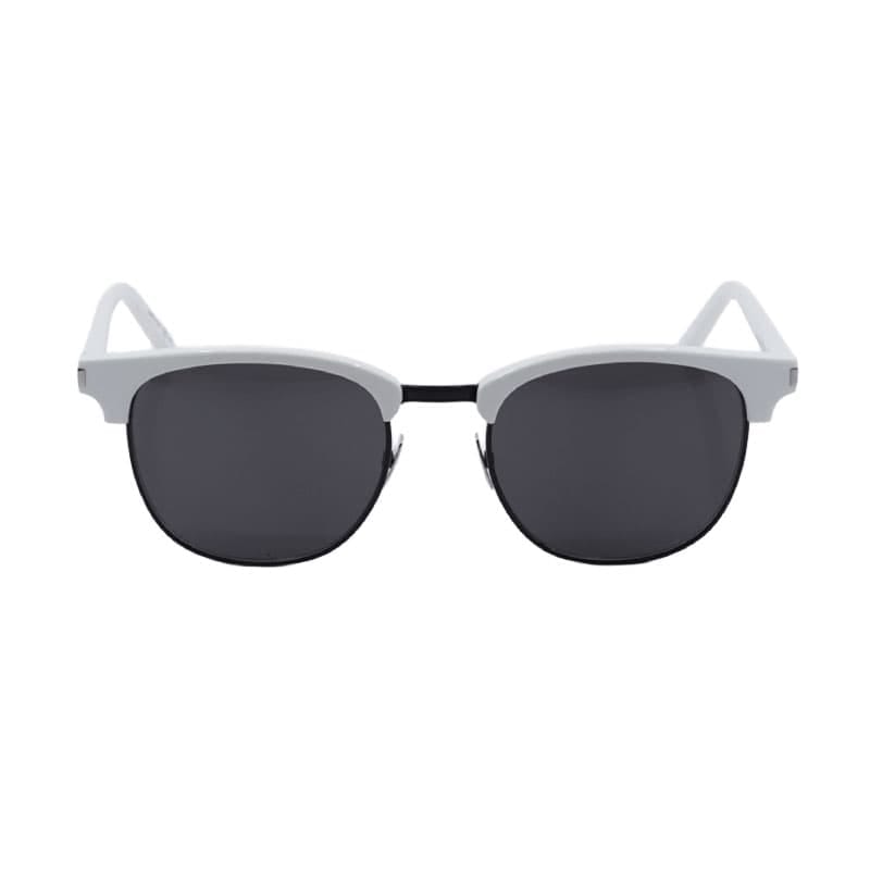 Saint Laurent Sunglasses Browline Semi Rim, Ivory Frame And Black Lens Sl108011