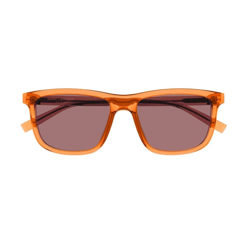 Saint Laurent Sunglasses Square Full Rim, Transparent Orange Frame And Red Lens Sl501005