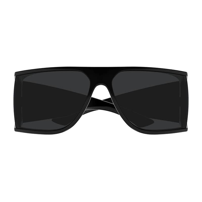 Saint Laurent Sunglasses Shield Full Rim, Shiny Black Frame And Solid Black Lens Sl806001