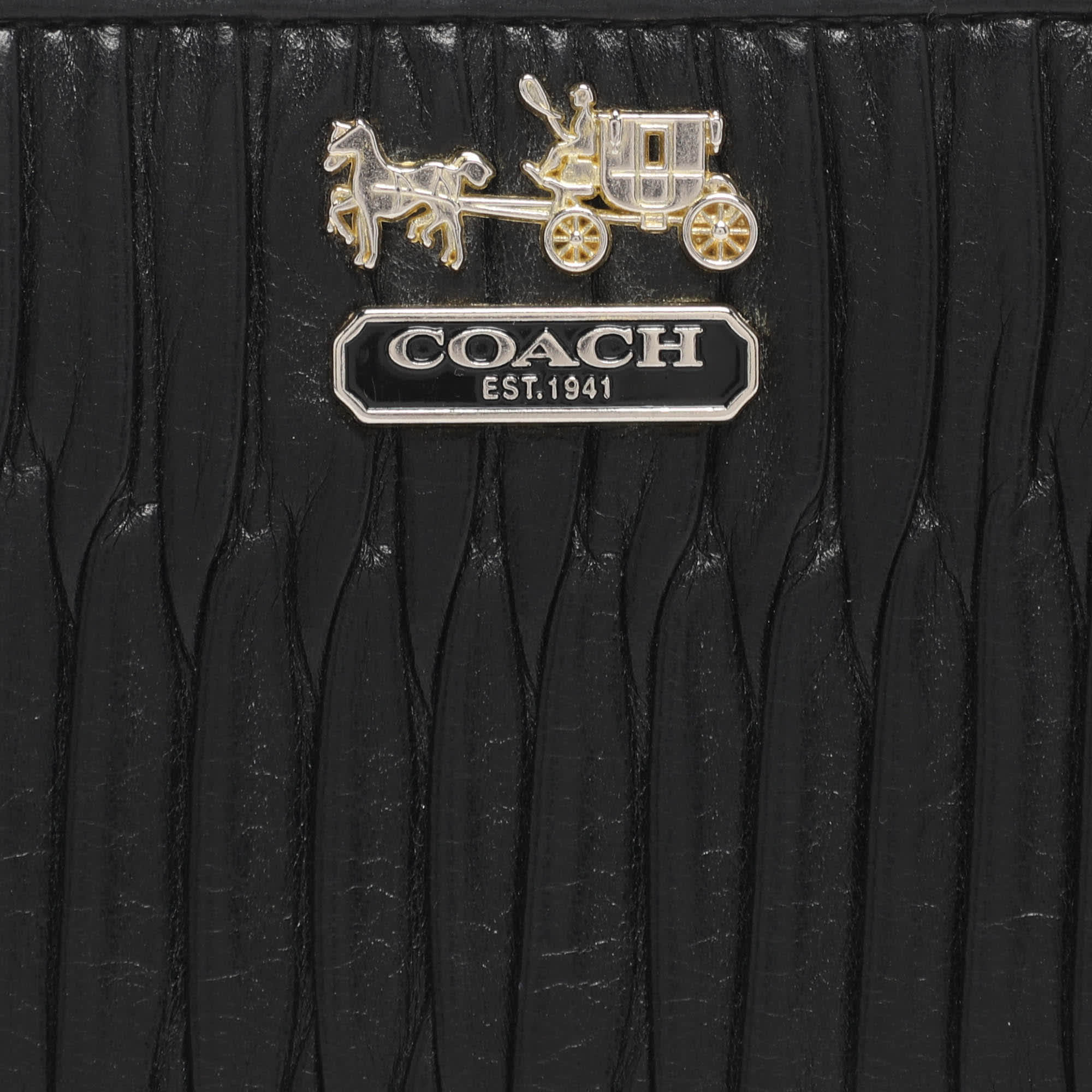 Coach Black Leather And Leather Zip Around