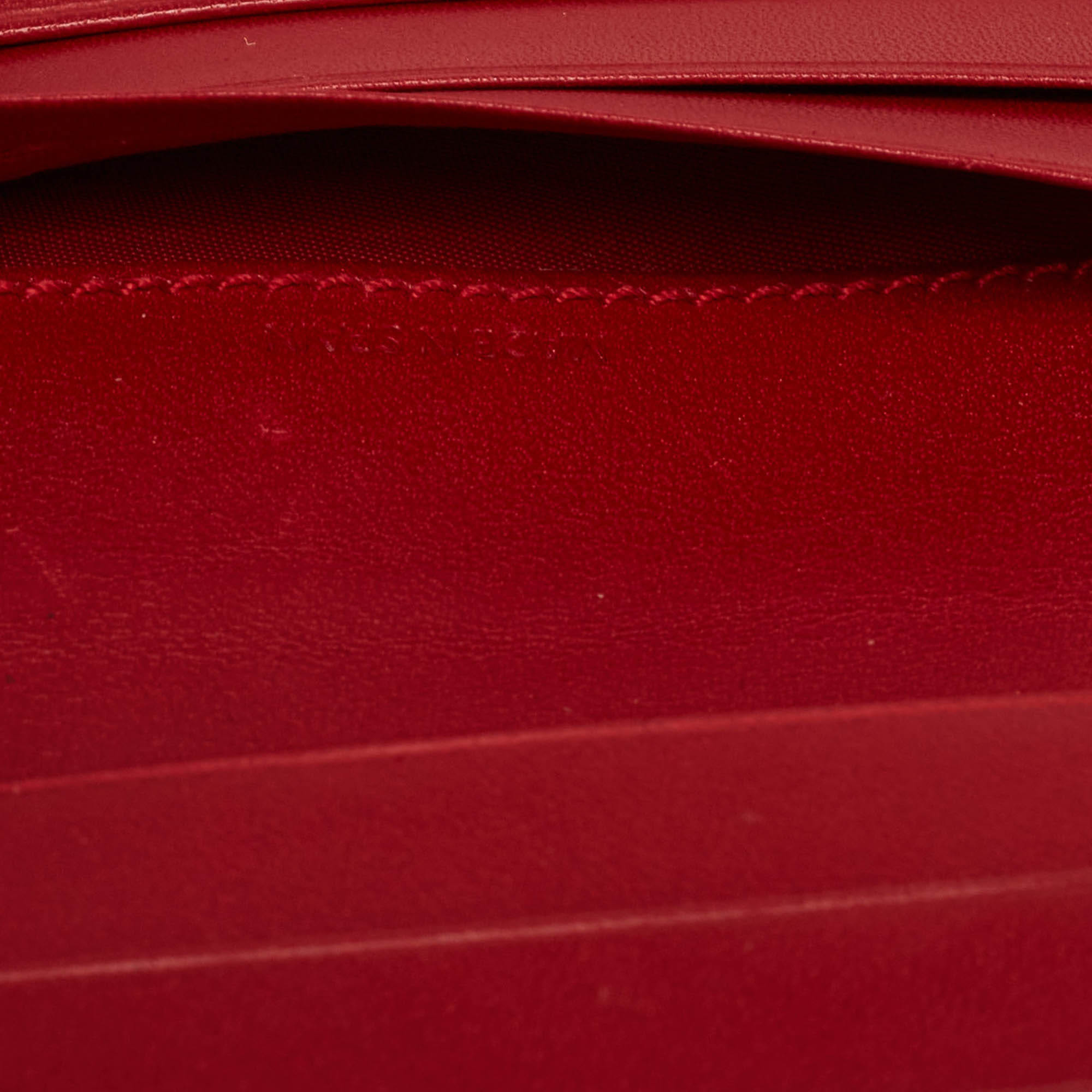 Coach Red Leather Metal Flap Compact Wallet