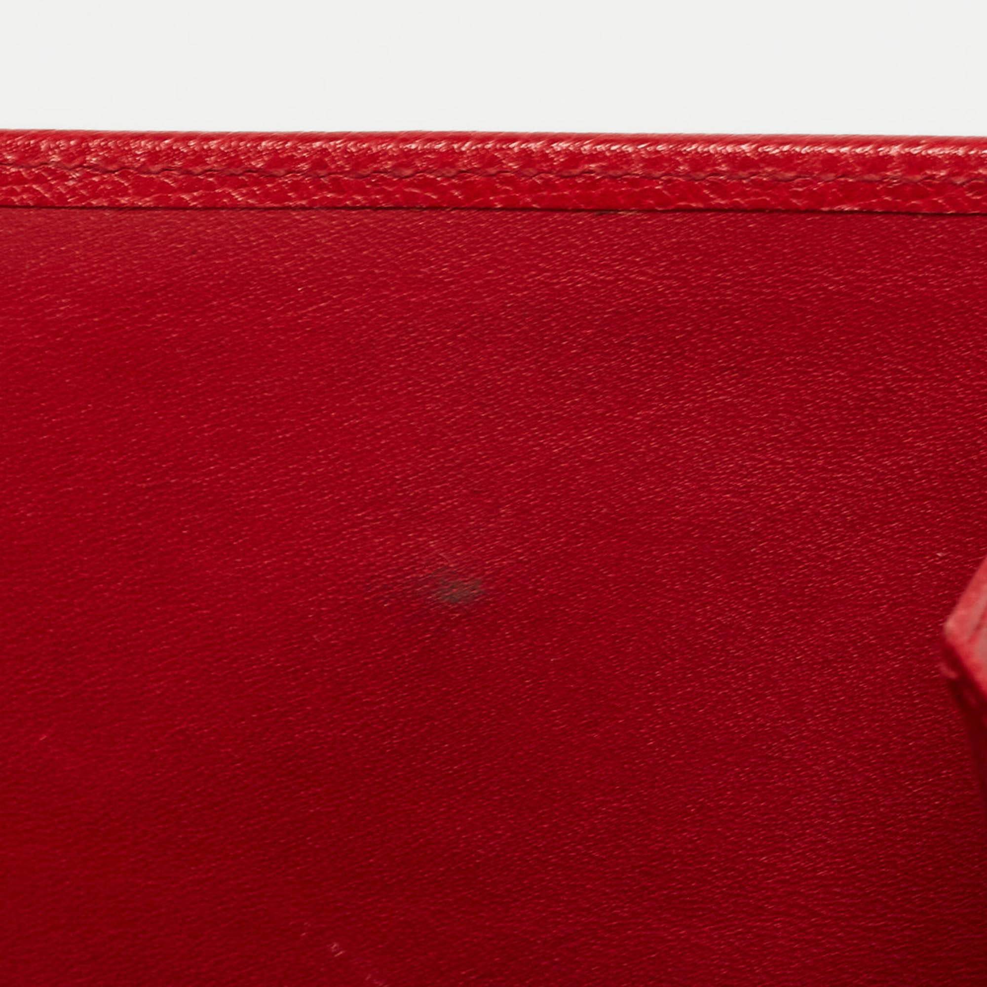 Coach Red Leather Metal Flap Compact Wallet