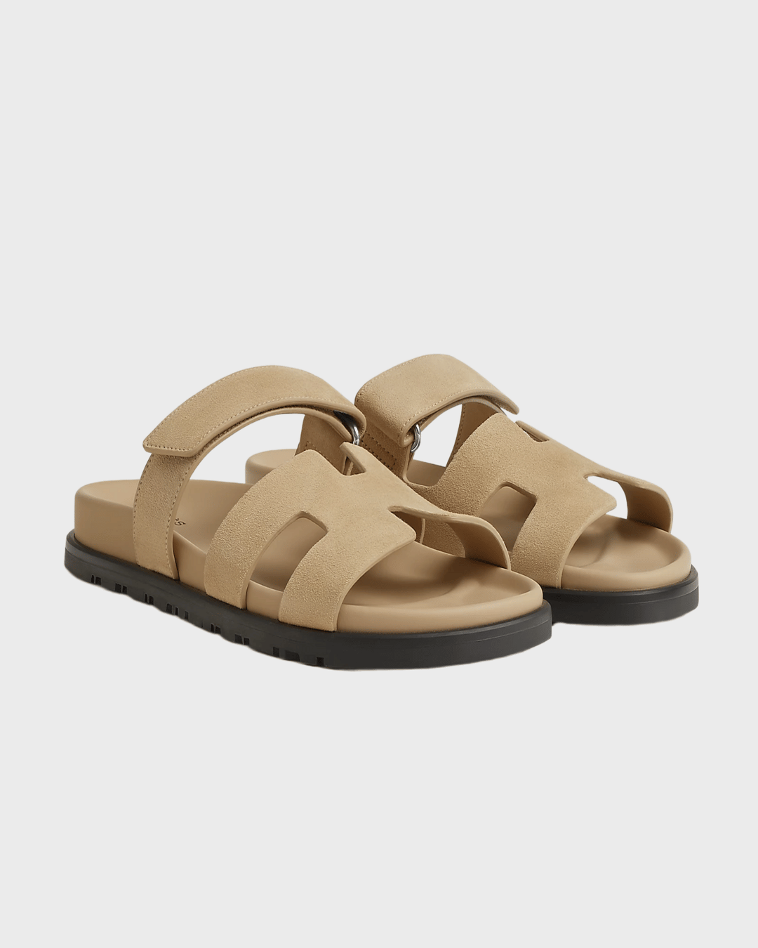 Hermes Chypre Sandals Suede Beige Lin
