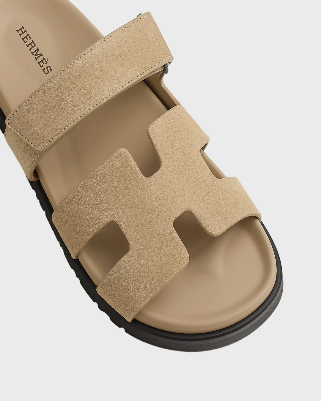 Hermes Chypre Sandals Suede Beige Lin