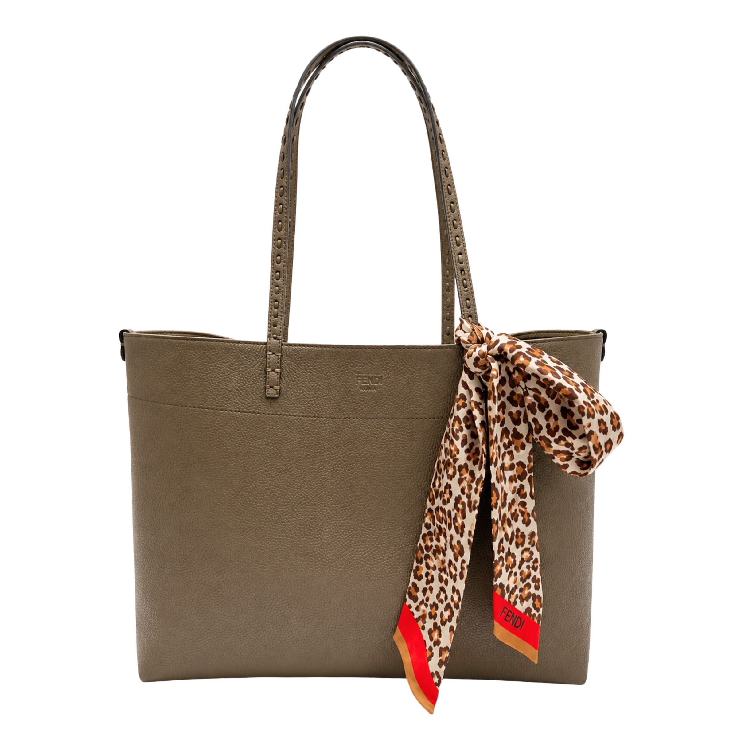 Fendi Dark Olive with Reversible FF Zucca Roll Bag with Twilly