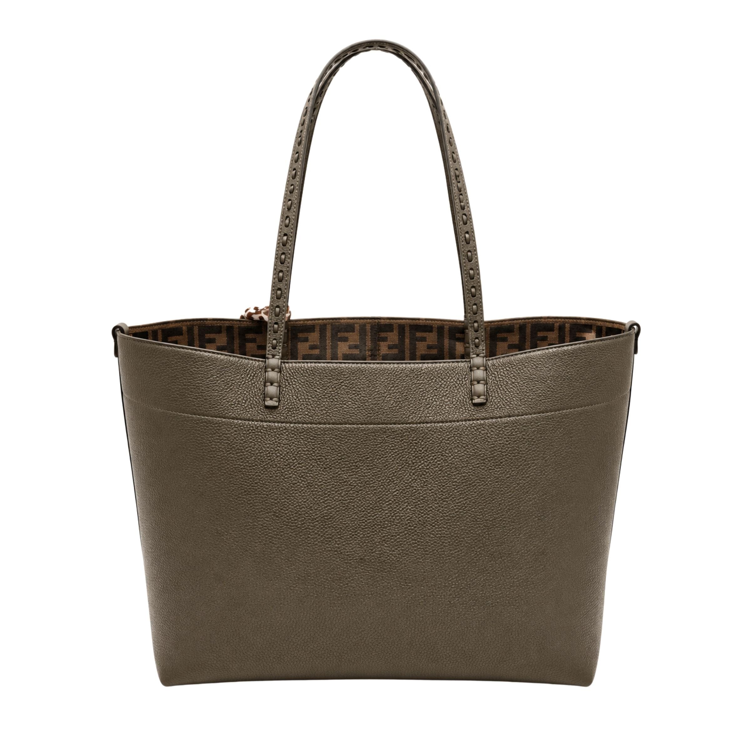 Fendi Dark Olive with Reversible FF Zucca Roll Bag with Twilly