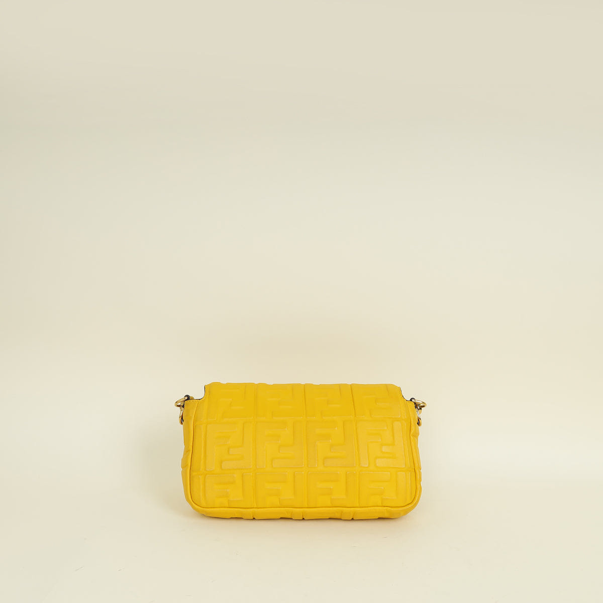 Fendi Yellow FF Embossed Baguette Medium Bag