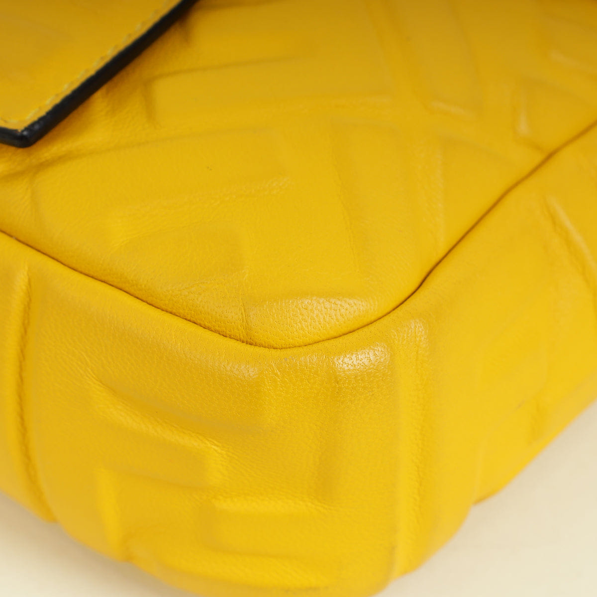 Fendi Yellow FF Embossed Baguette Medium Bag