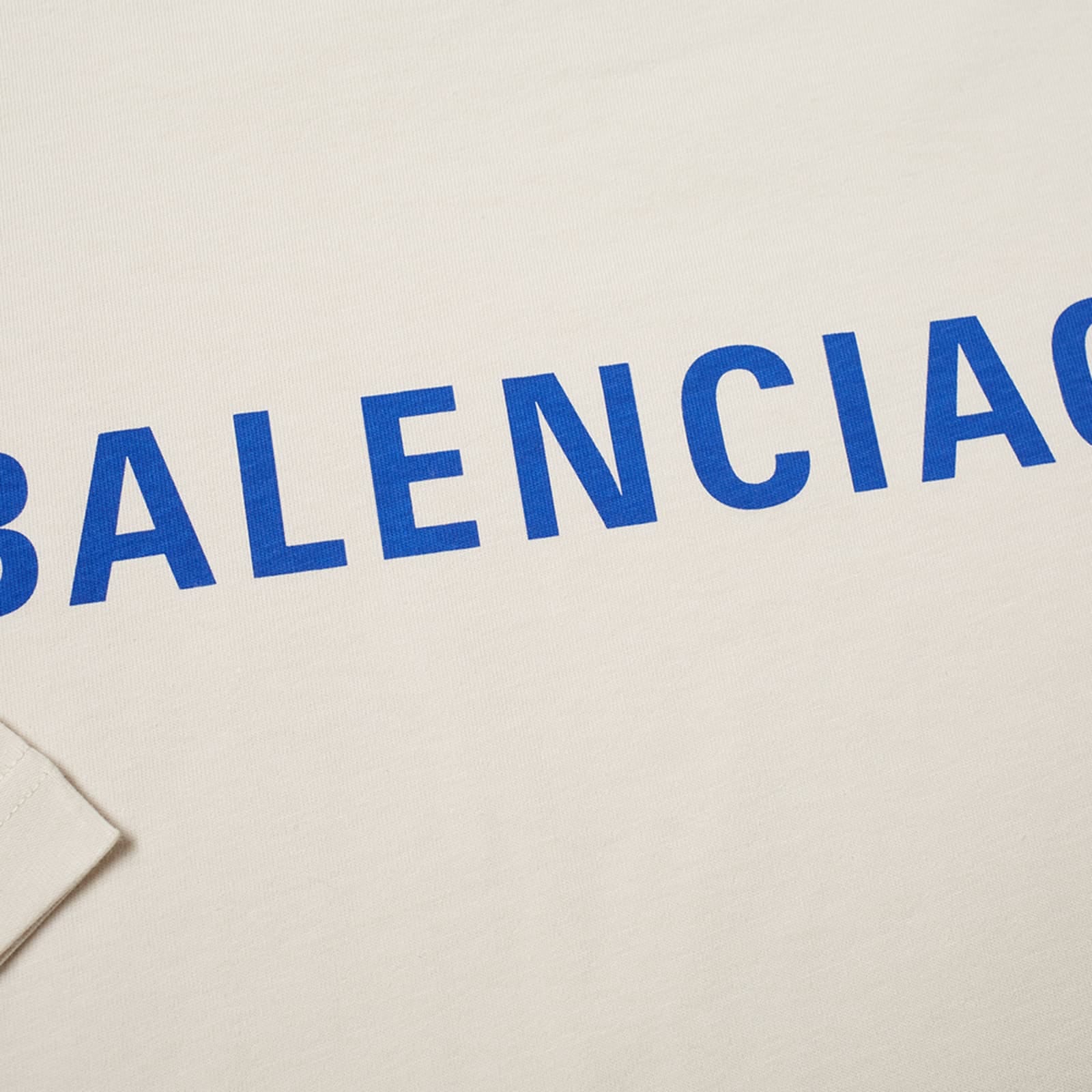 Balenciaga Badge Logo T - Shirt Chalky White/Blue Medium Fit