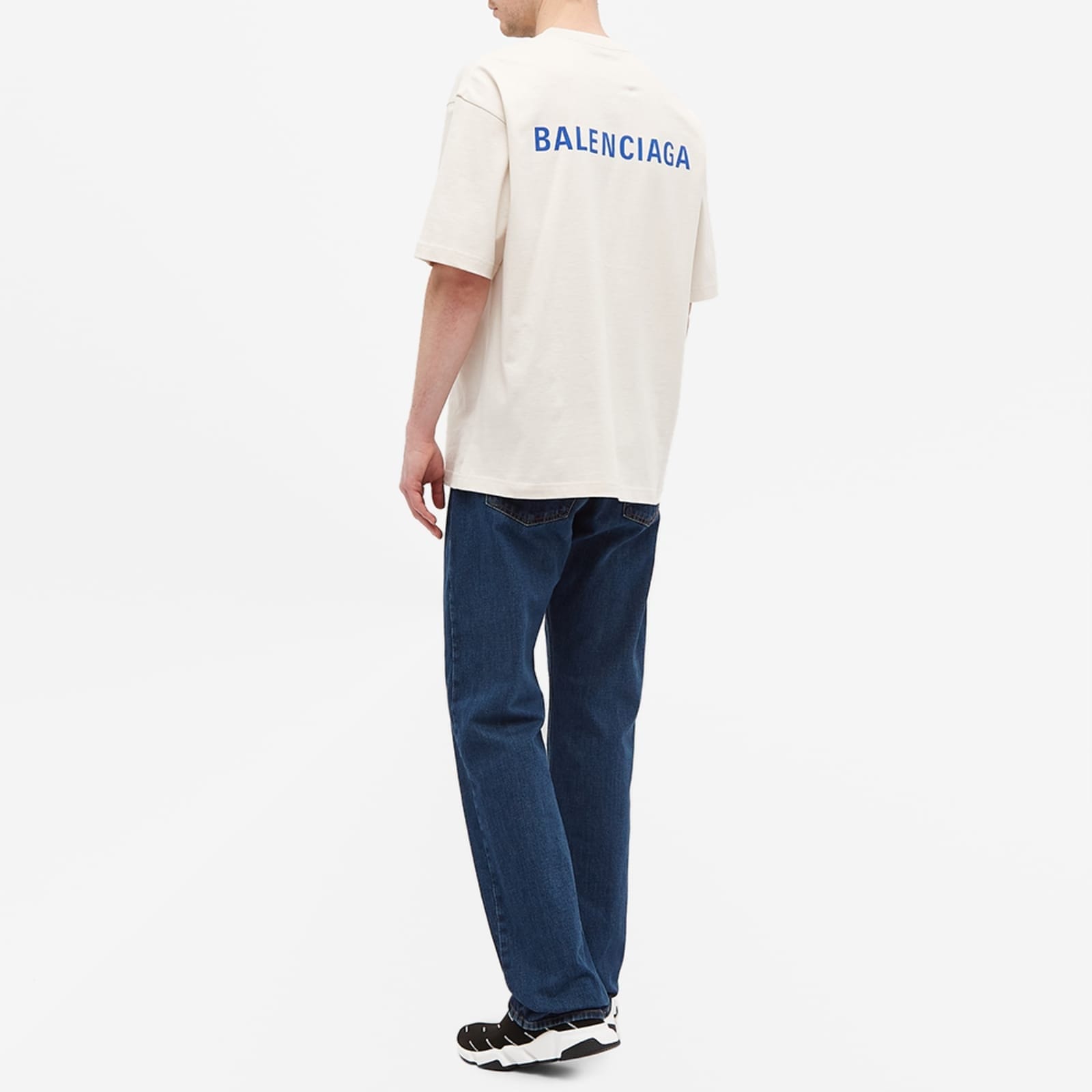 Balenciaga Badge Logo T - Shirt Chalky White/Blue Medium Fit