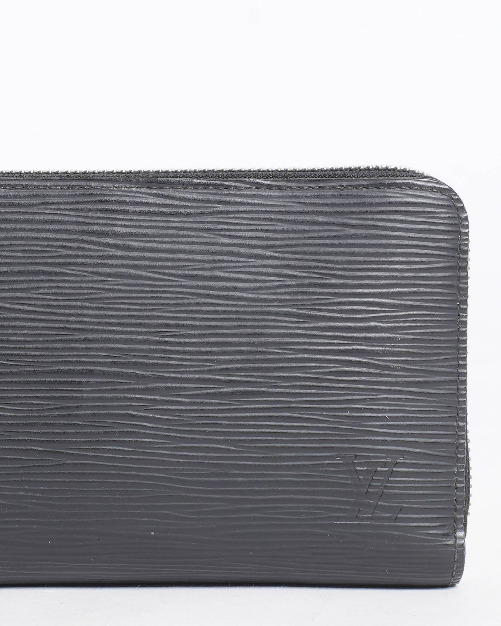Louis Vuitton Epi Leather Zip Around Wallet In Black