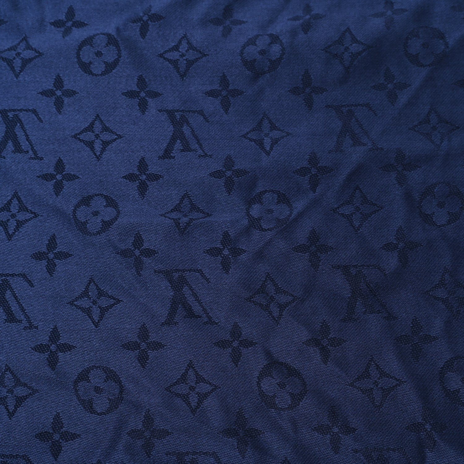 Louis Vuitton Silk Wool Monogram Shawl Night Blue