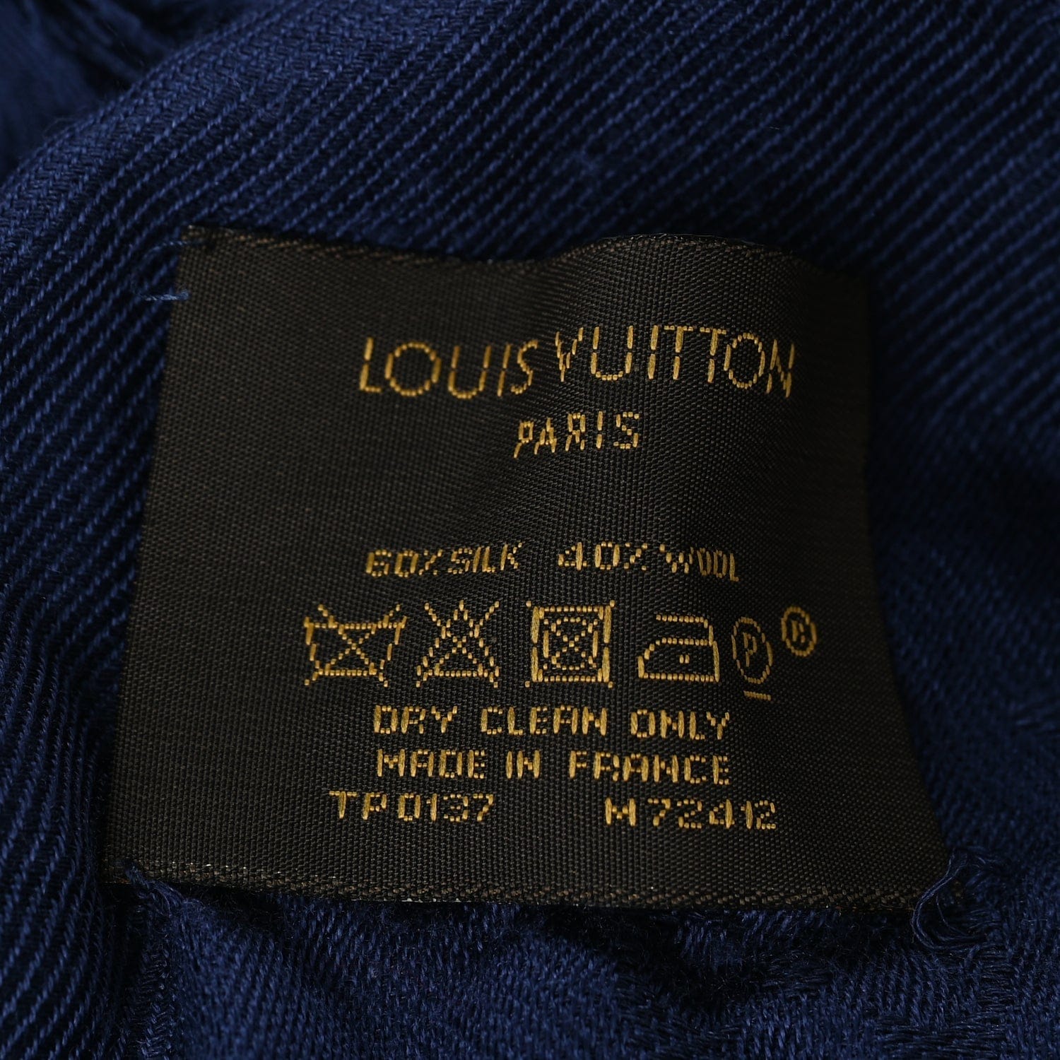 Louis Vuitton Silk Wool Monogram Shawl Night Blue