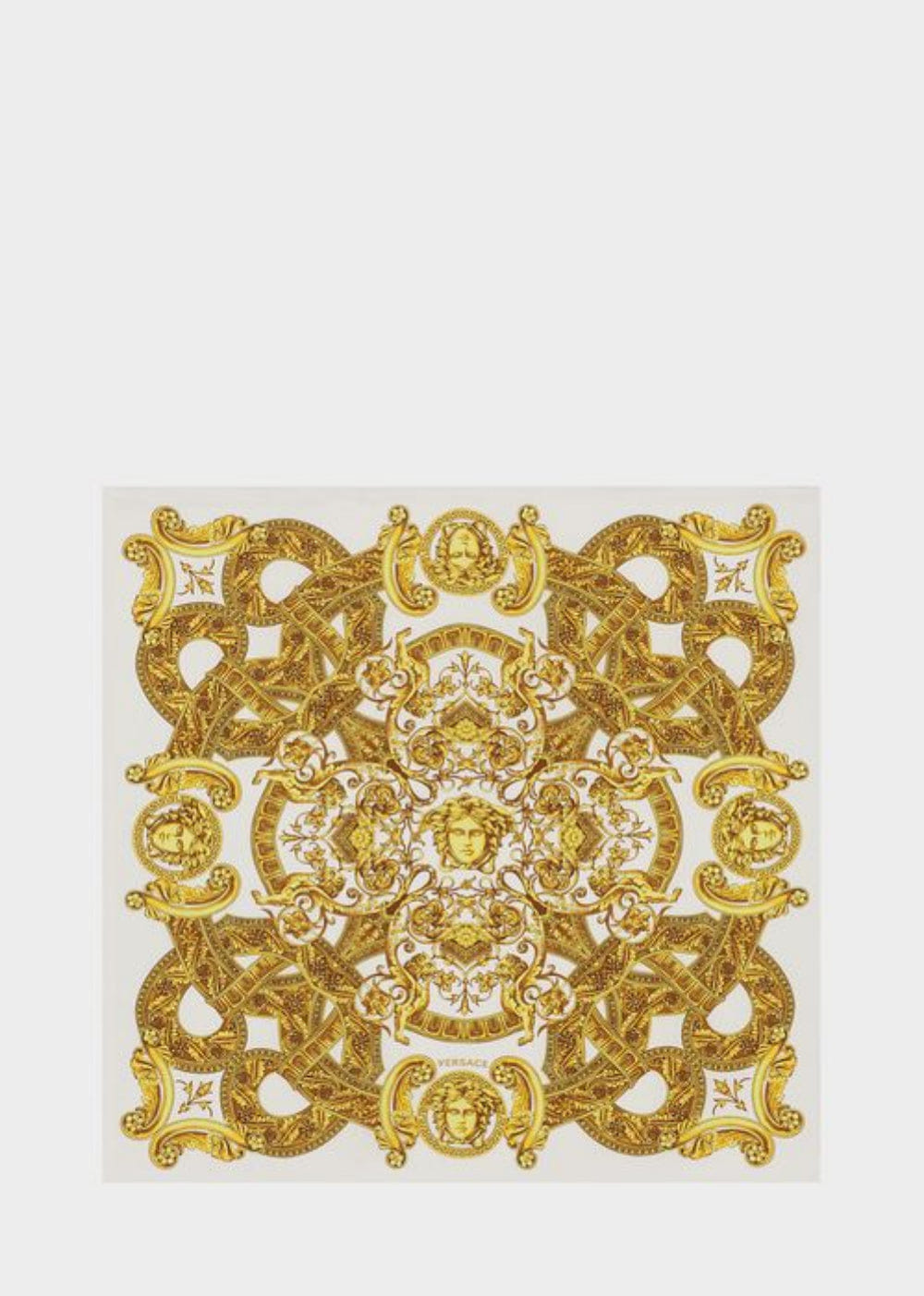 Versace White/Gold Barocco Pattern Silk Scarf