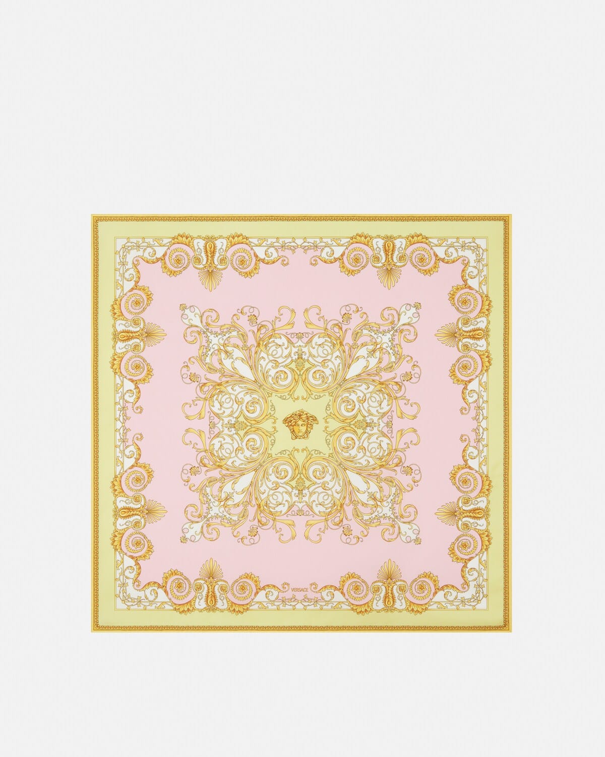 Versace White/Gold Barocco Pattern Silk Scarf