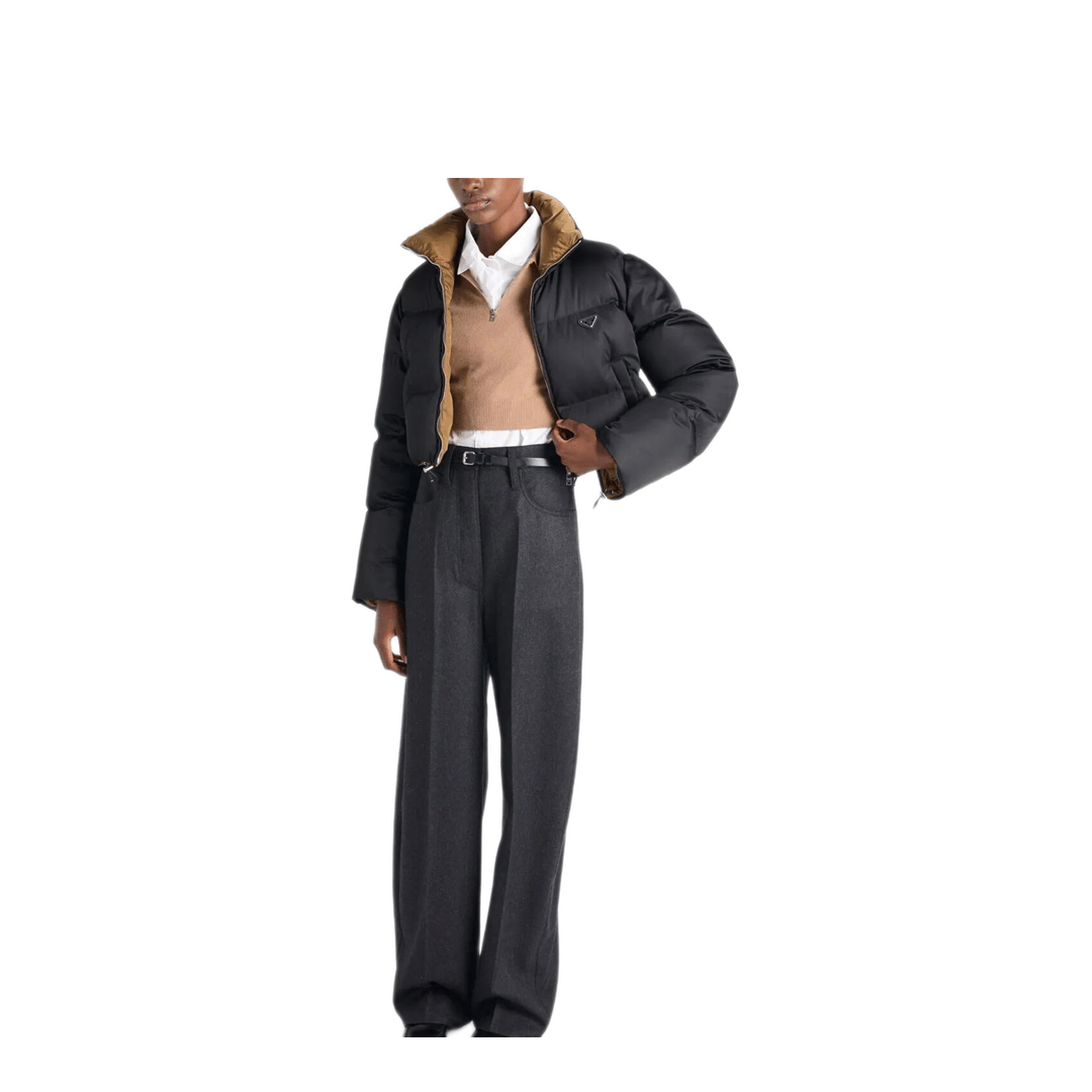 Prada Cropped Fit Stand - Up Collar Down Jacket